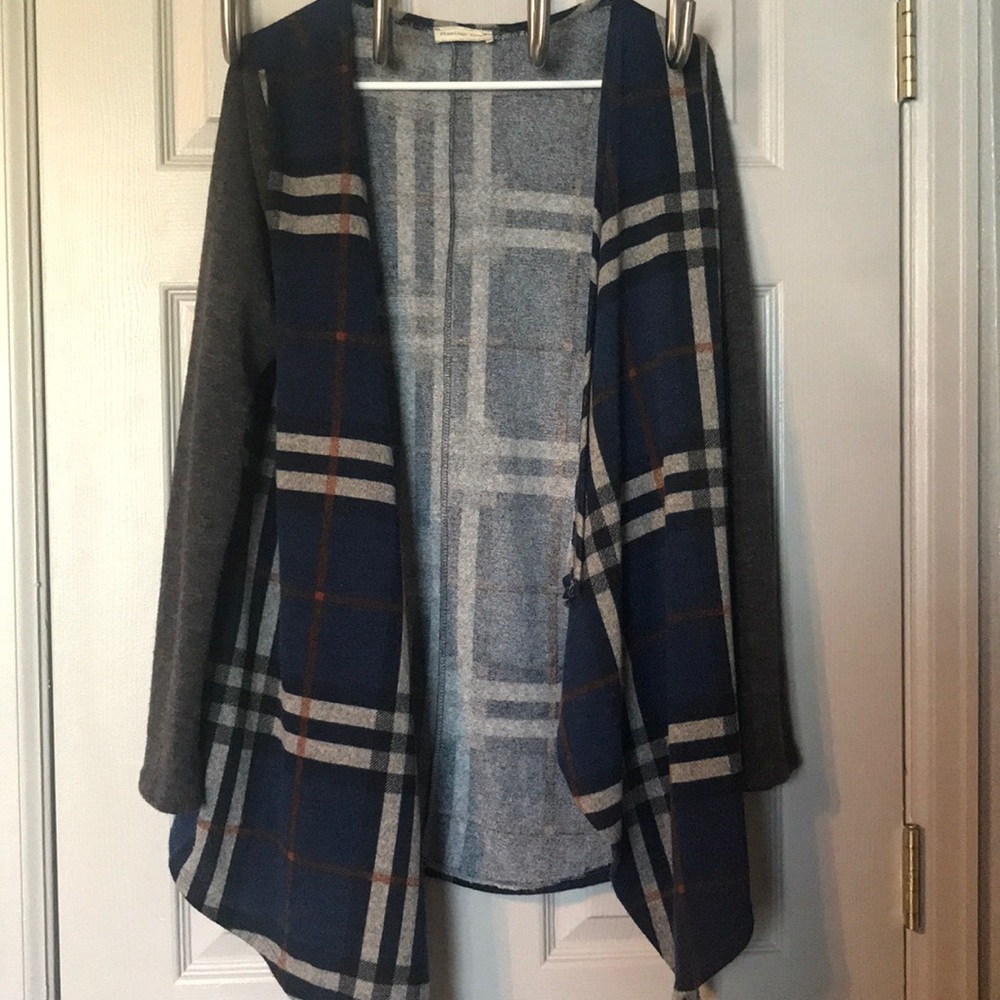 Navy and gray cardigan